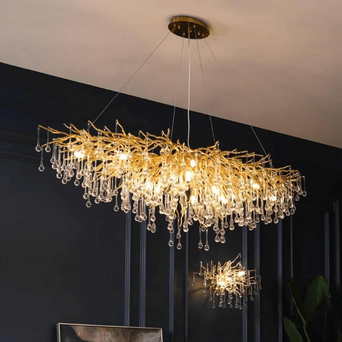 Golden Tree Branch Crystal Chandelier – 120 cm