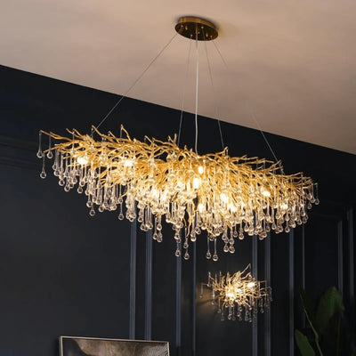 Golden Tree Branch Crystal Chandelier – 120 cm