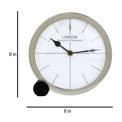 Silver Table Clock for Office | Decorative Desk Clock for Living Room & Office