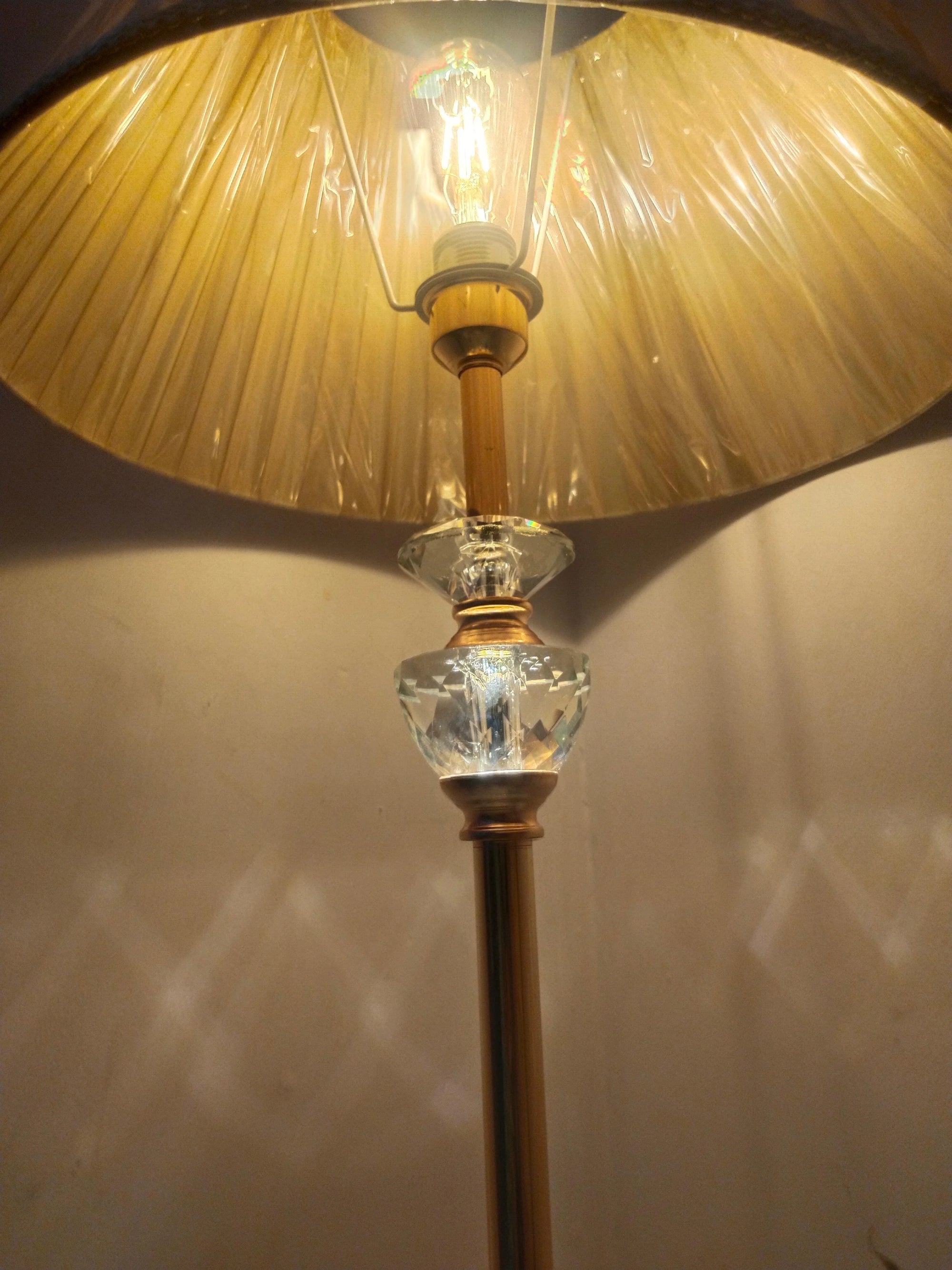 Regal Crystal Accent Floor Lamp with Pleated Shade