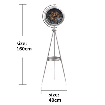 Polaris Mechanica Tripod Base Luxury Designer Standing Clock With Moving Gear Mechanism (Steel Body)
