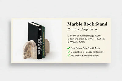 Arch Book End | Marble Book Stand | Stylish Book Holder Table Decor for Home - 2Pcs