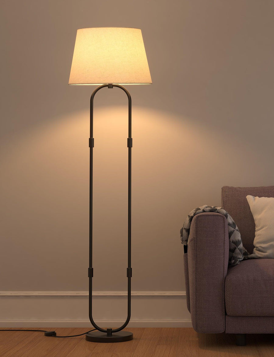 Modern Hoop Floor Lamp with Off White Lampshade For Home Decor