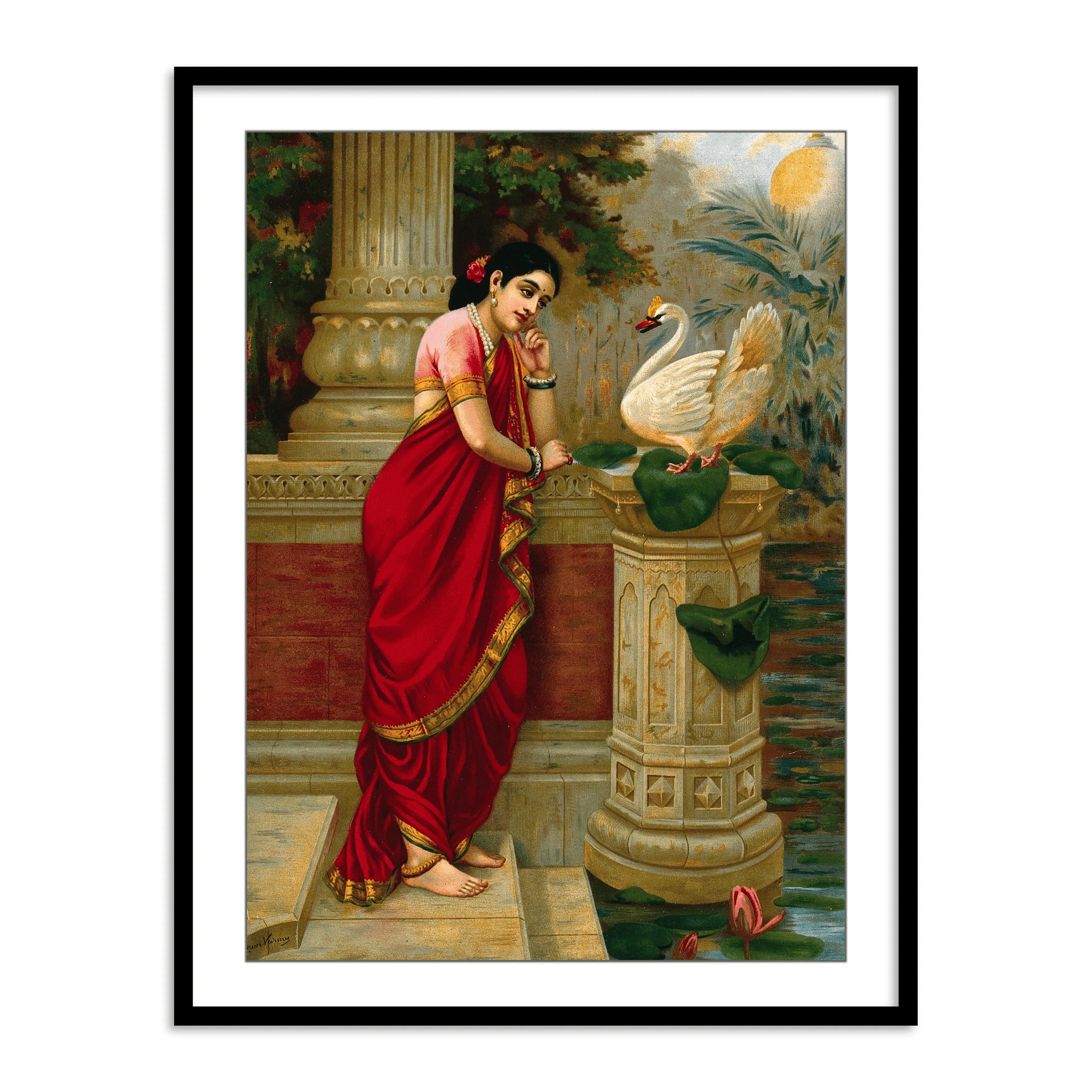 Indian Woman & Swan Wall Painting | Traditional Wall Art