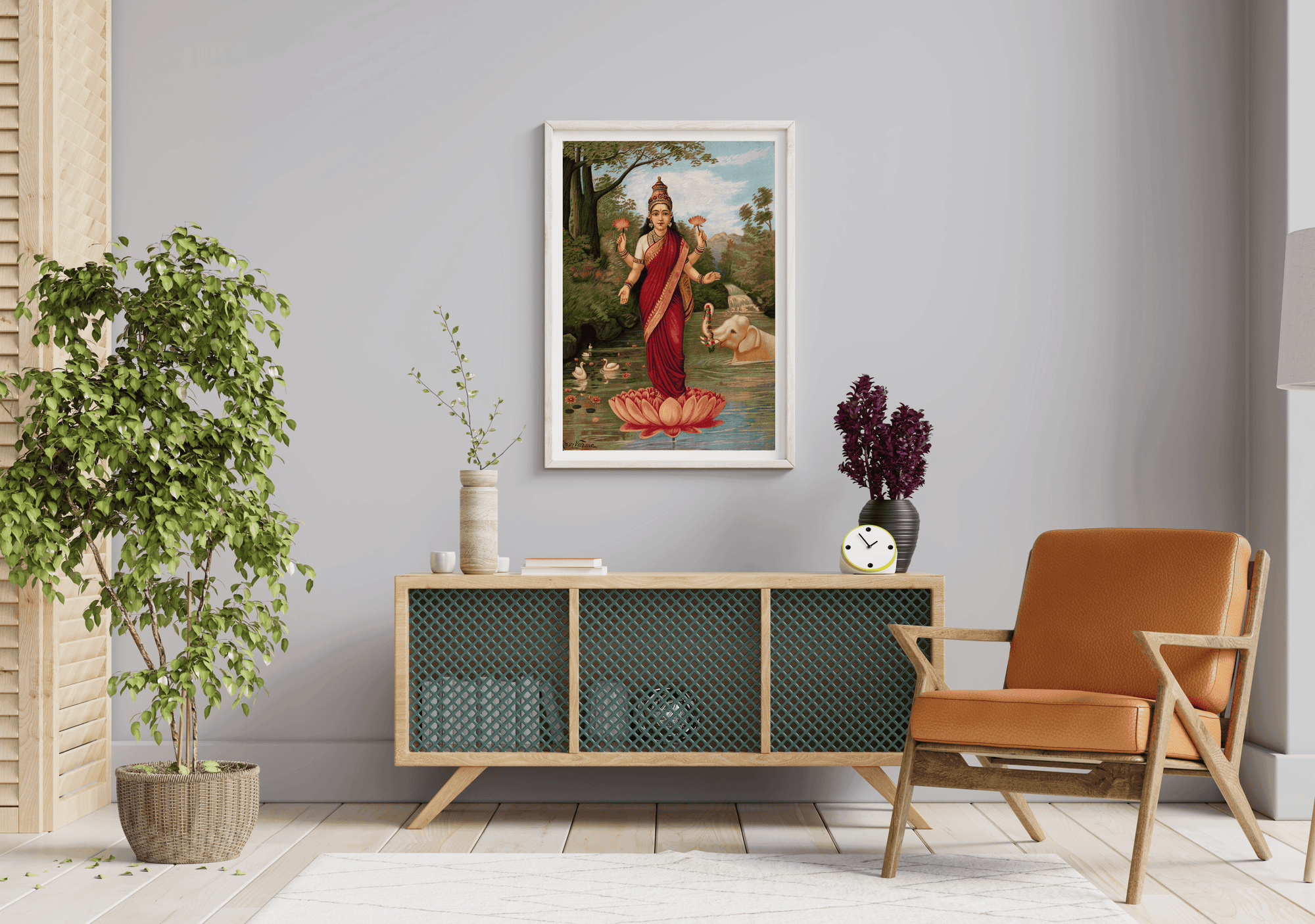 Lakshmi Ji Wall Art | Traditional Indian Painting for Living Room