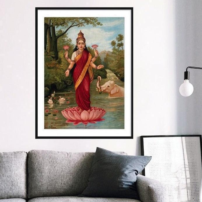 Lakshmi Ji Wall Art | Traditional Indian Painting for Living Room
