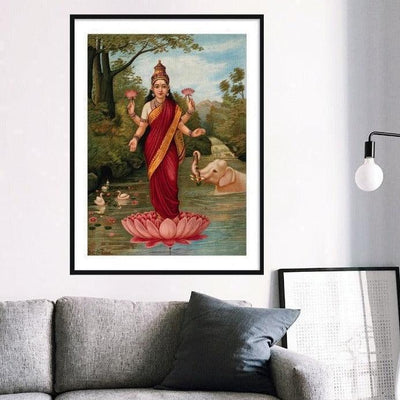 Lakshmi Ji Wall Art | Traditional Indian Painting for Living Room