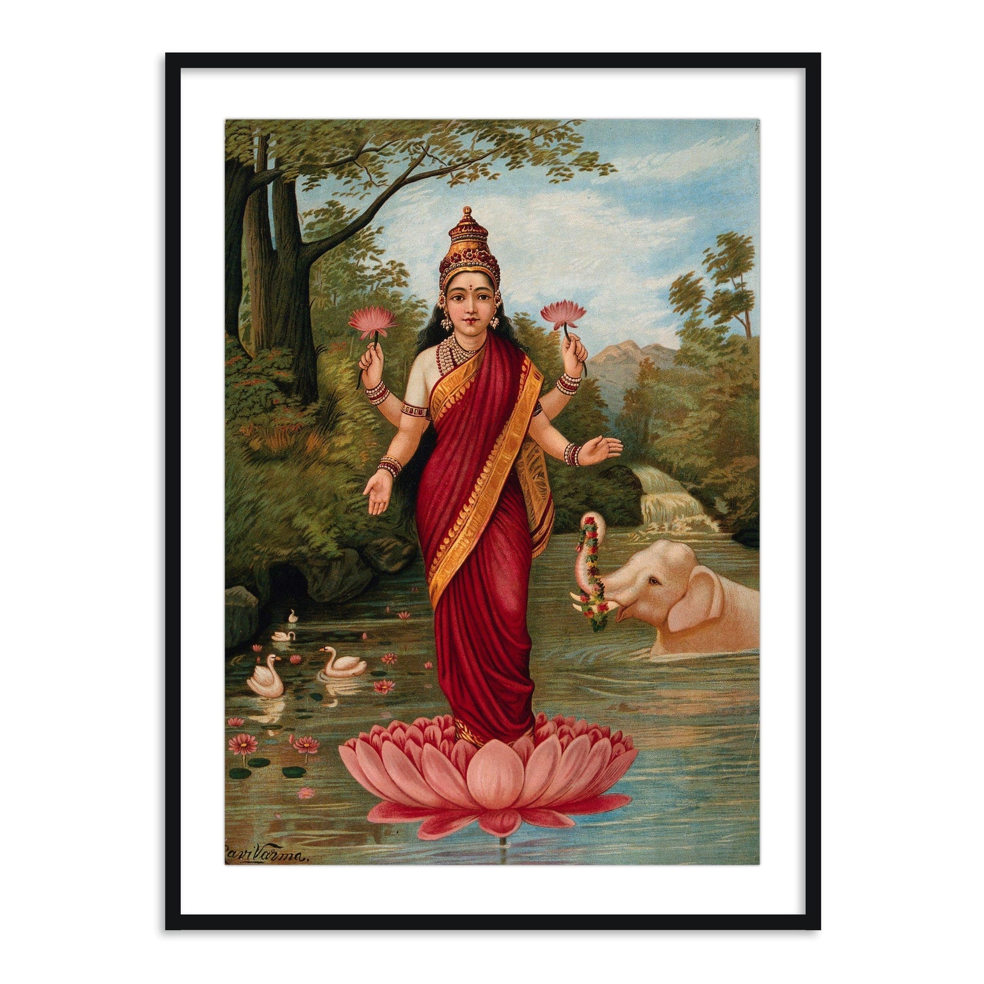 Lakshmi Ji Wall Art | Traditional Indian Painting for Living Room