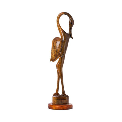 Decorative Wooden Flamingo Showpiece | Beautiful Bird Statue For Table