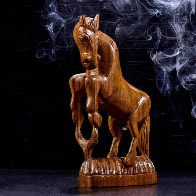 Handcrafted Wooden Racing Horse Statue | Animal Showpiece For Table Decor