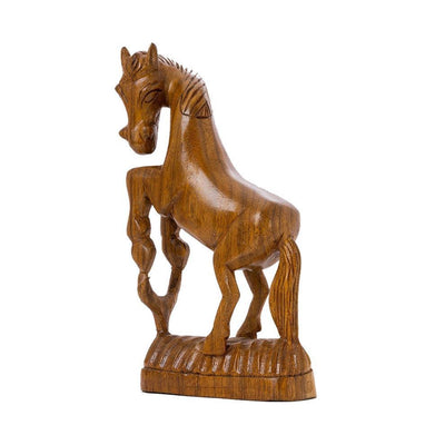 Handcrafted Wooden Racing Horse Statue | Animal Showpiece For Table Decor