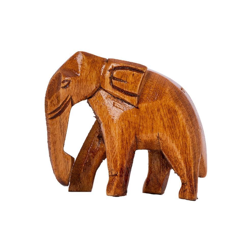 Handmade Wooden Elephant Showpiece Descending Set Of 3 For Table Decor