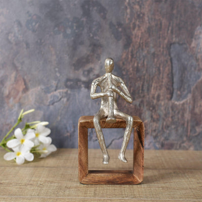 The People Musician Playing Trumpet Sculpture Showpiece Artifact for Home Decor