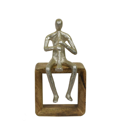 The People Musician Playing Trumpet Sculpture Showpiece Artifact for Home Decor