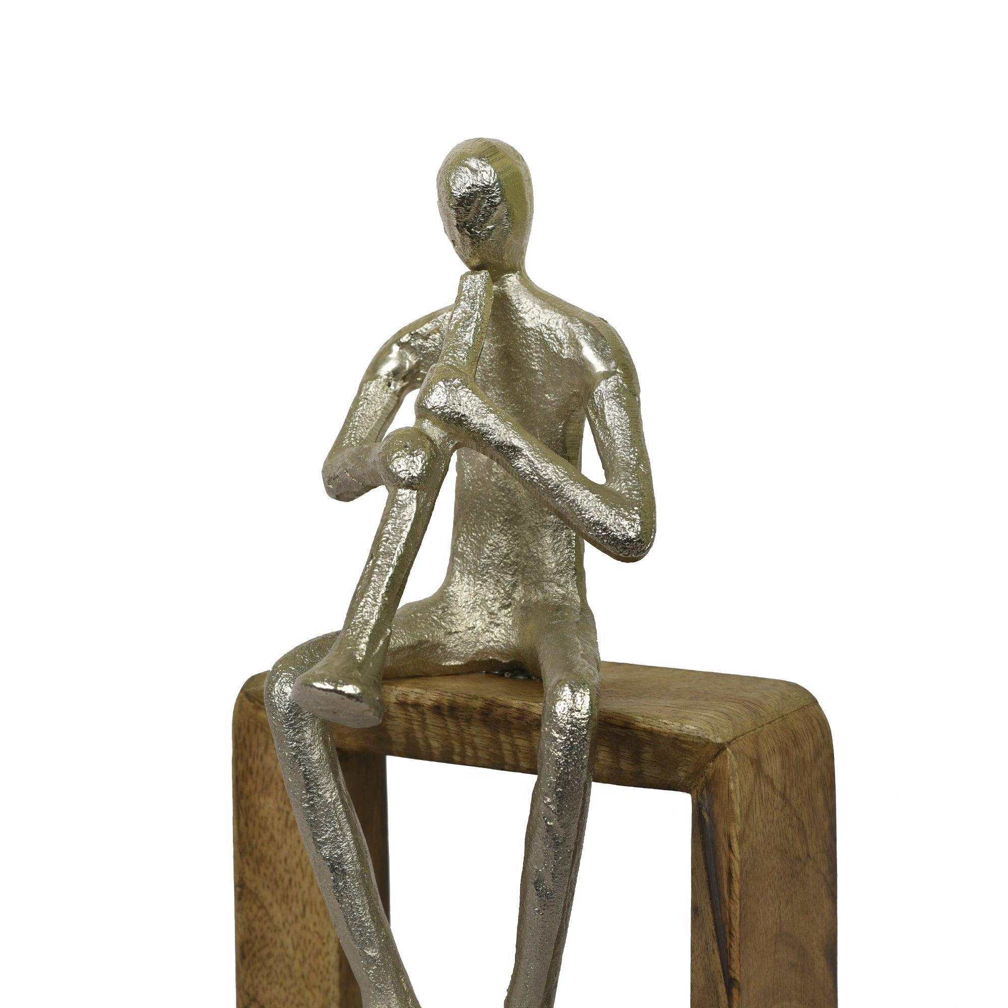 The People Musician Playing Trumpet Sculpture Showpiece Artifact for Home Decor