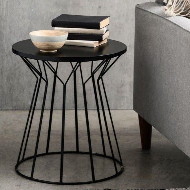 Aria Black Curved Side Table | Tea Table for Home Decor