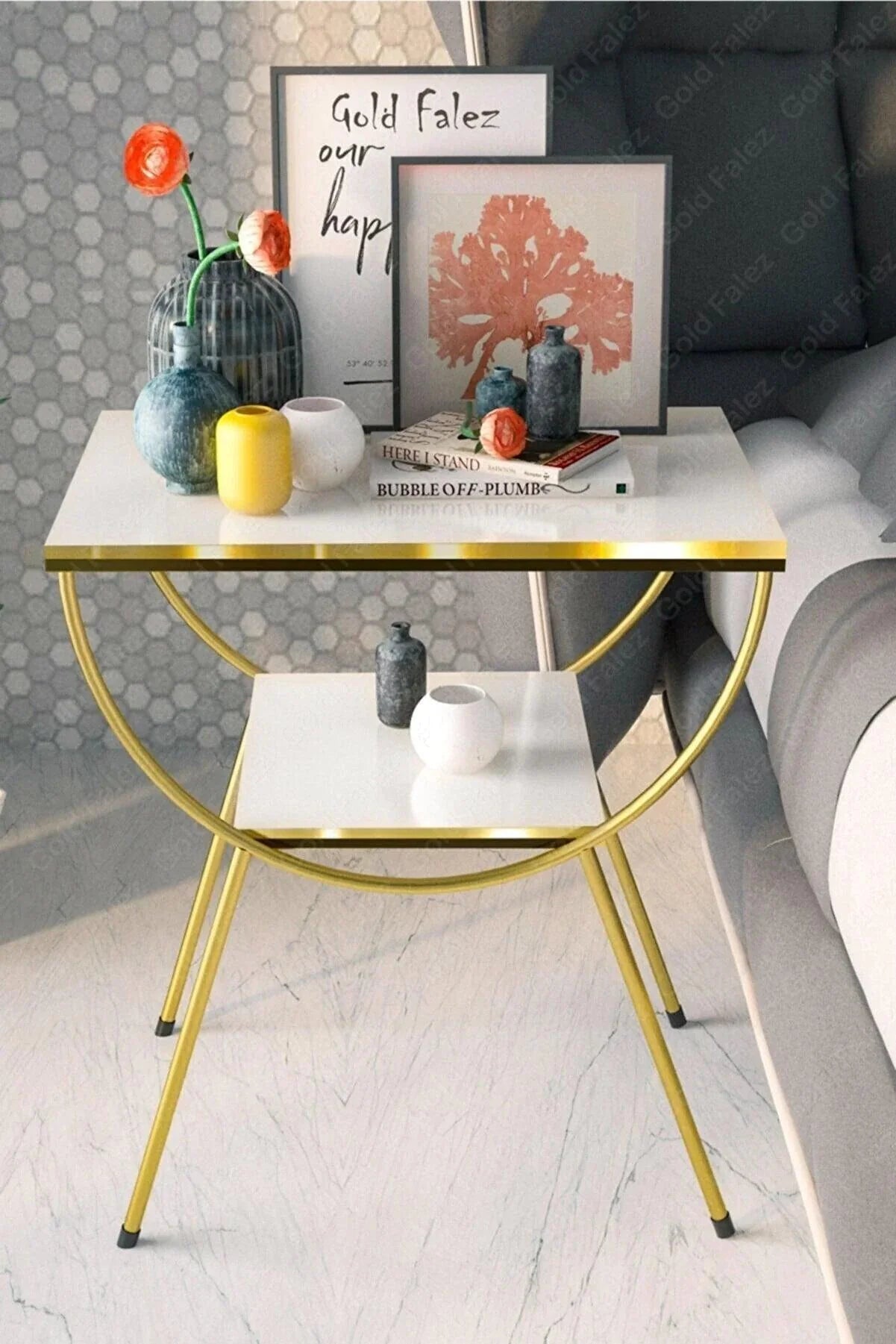 Gold Nightstand Side Table | Breakfast Table For Home Decor