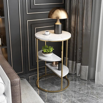 3 Tier Shelf End Table | Elegant Marble Top Sofa Side Table for Living Room| Corner Table