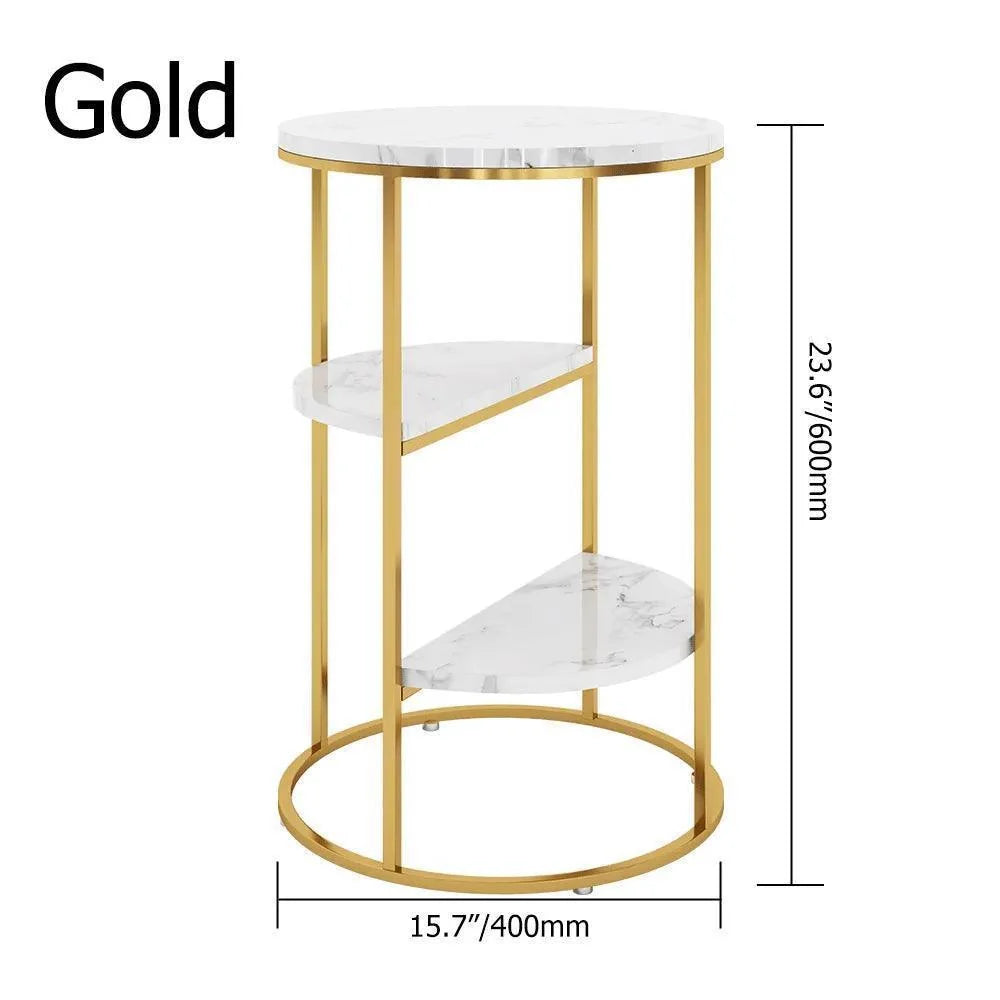 3 Tier Shelf End Table | Elegant Marble Top Sofa Side Table for Living Room| Corner Table