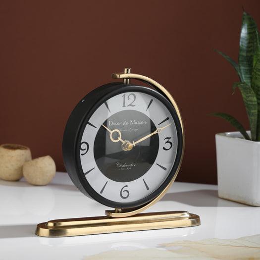 Aleksi Round Decorative Aluminium Table Clock For Home & Office Desk