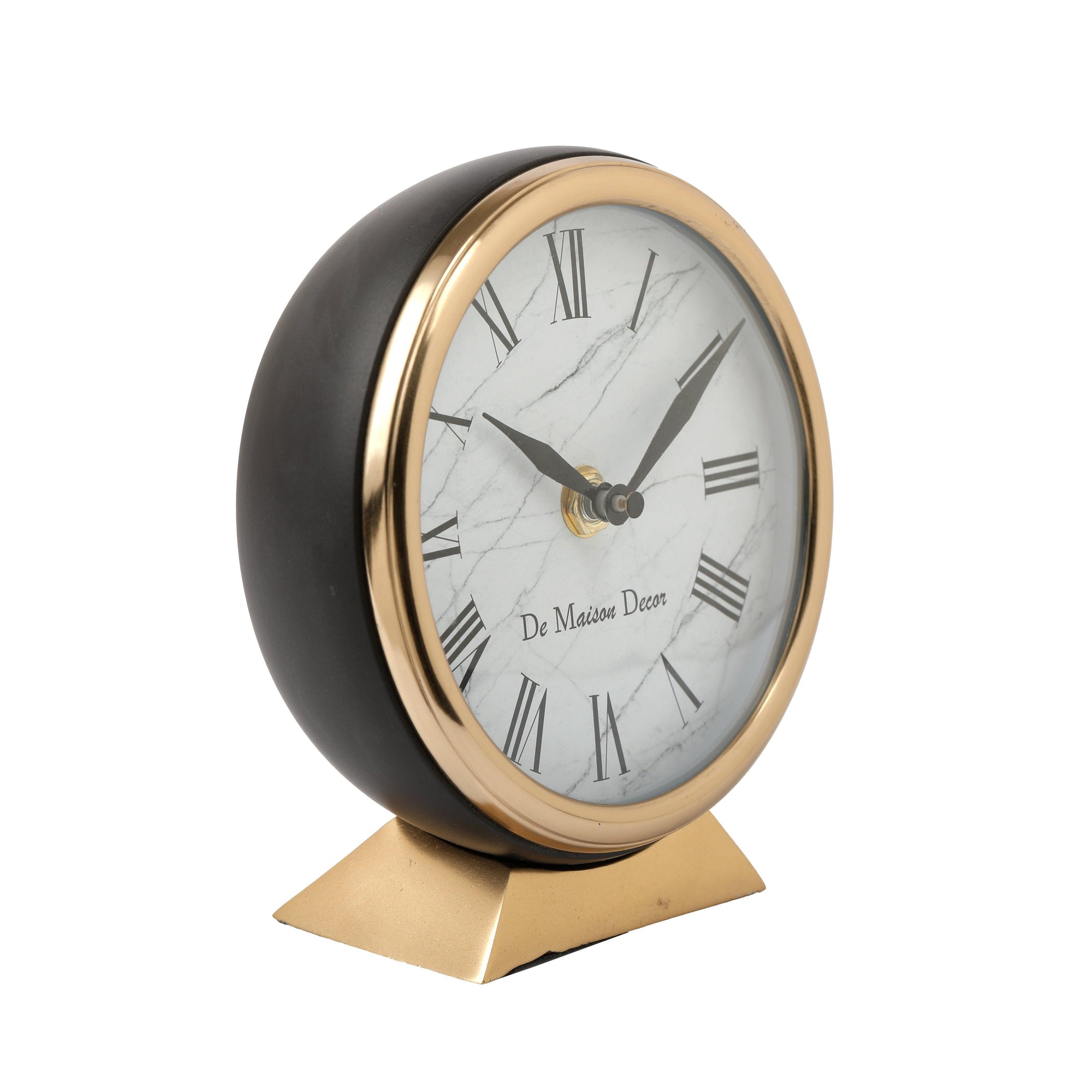 Aluminium Decorative Roman Round Clock For Office Desk & Table Decor