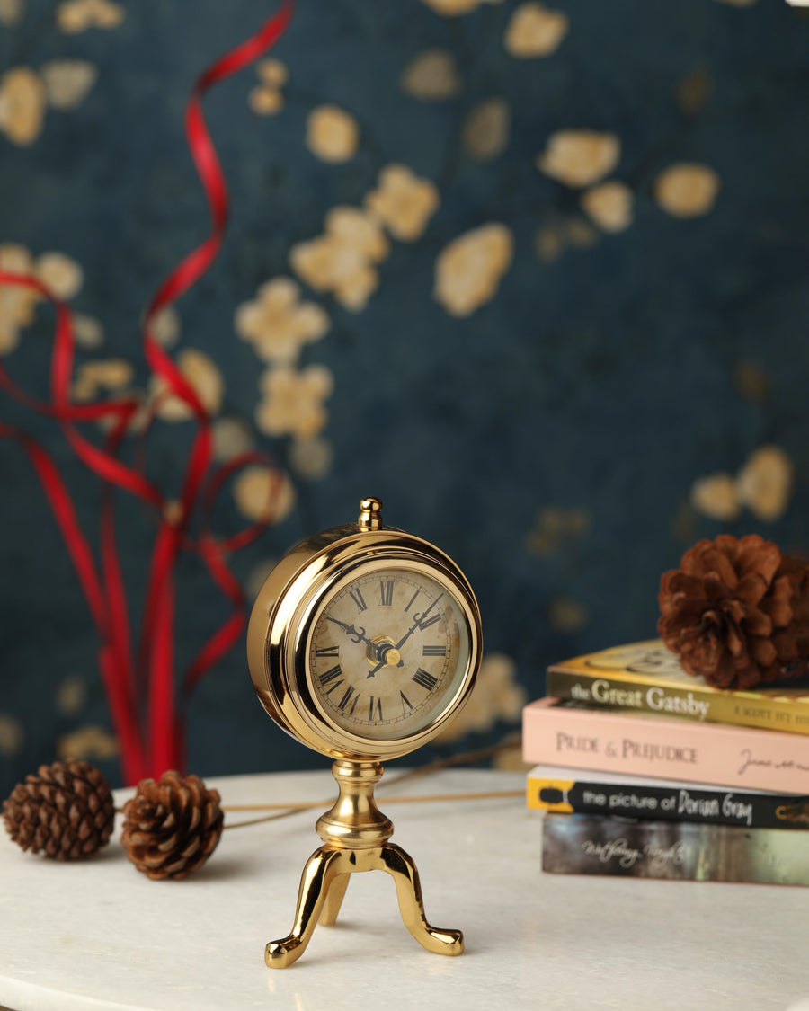 Chrono Aluminium Decorative Golden Table Clock For Home & Office Desk