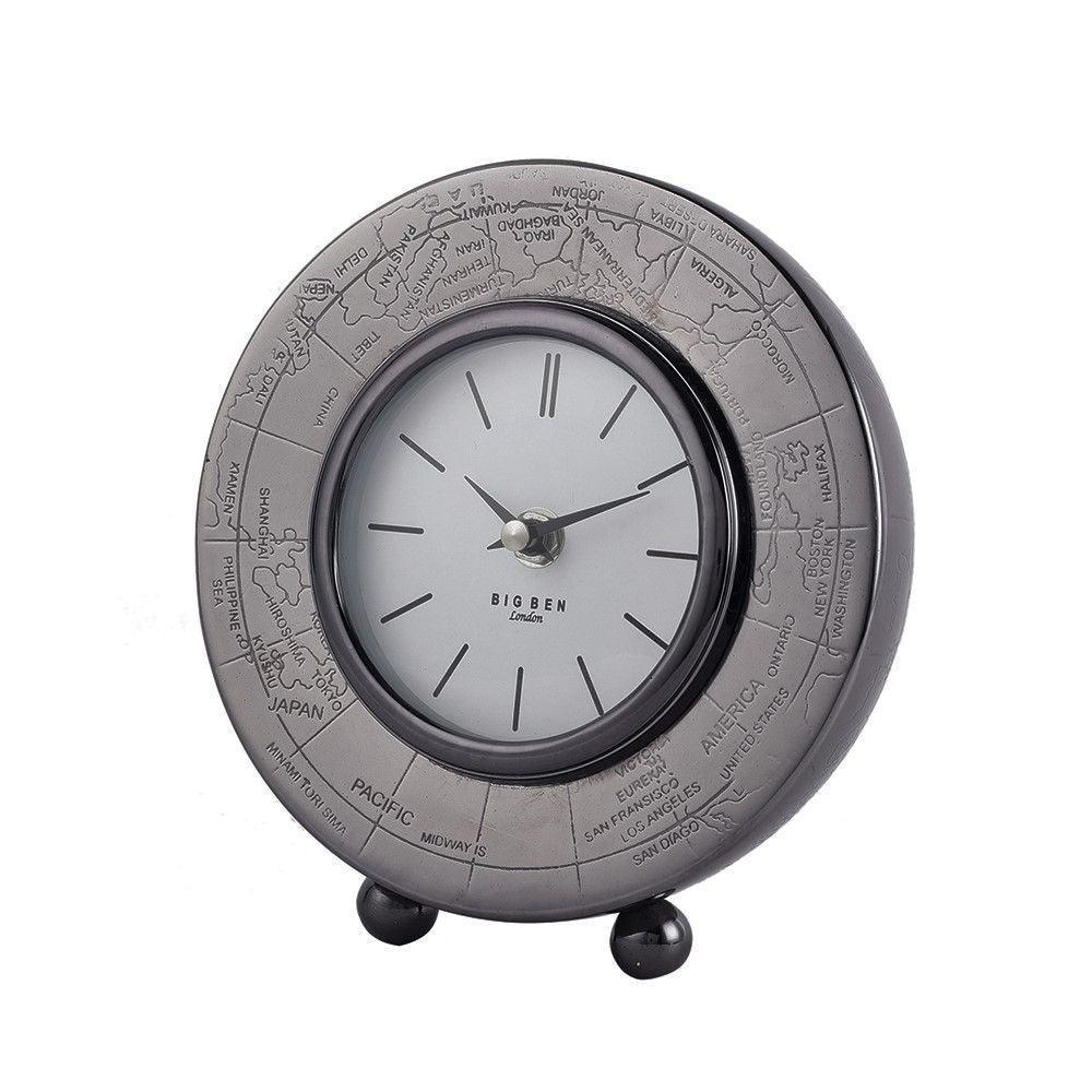 Metallic Round Side Table World Clock For Bedroom & Study Room Decor