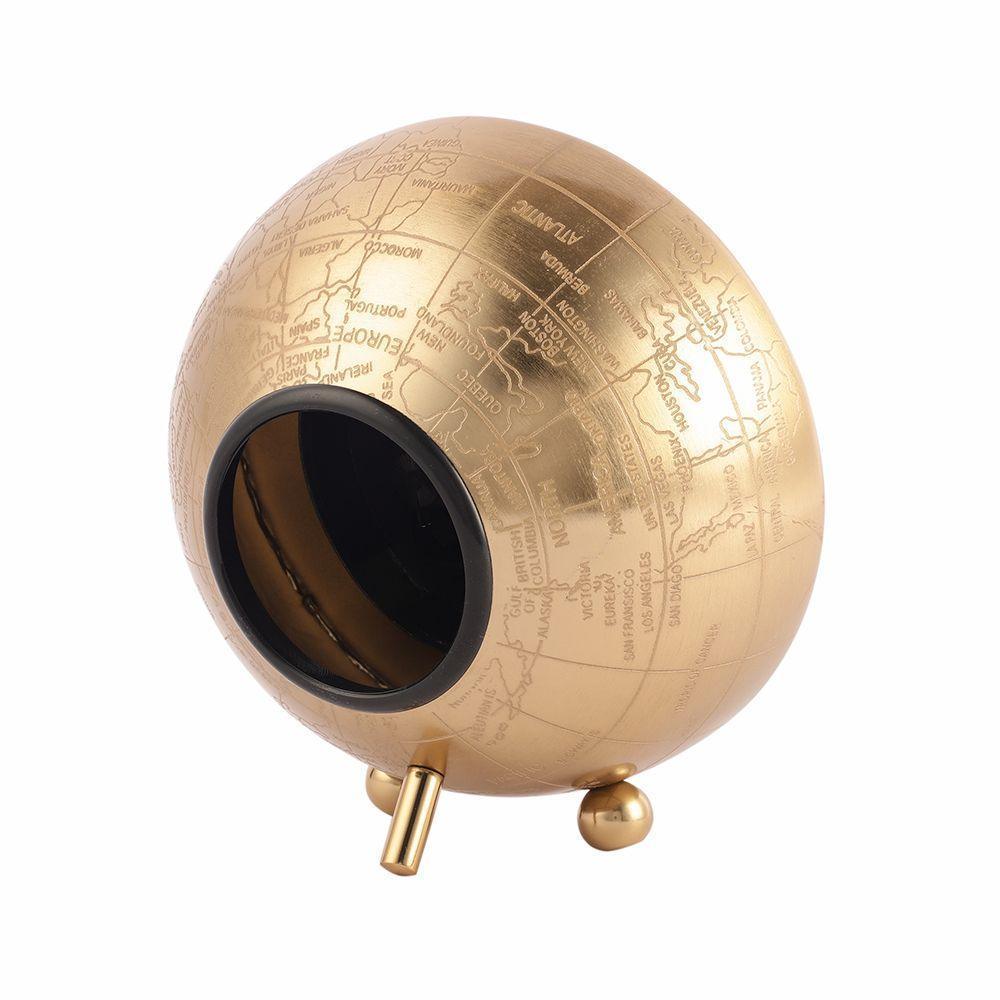 Metallic Round Side Table World Clock For Bedroom & Study Room Decor