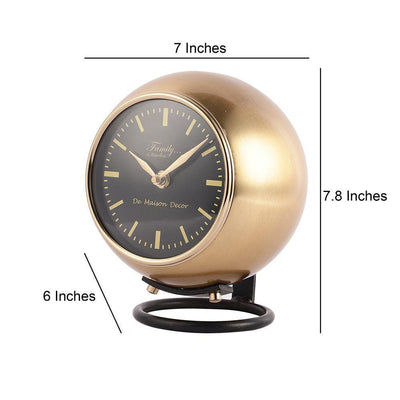 Minimal Gold & Black Finish Globe Table Clock For Home & Office