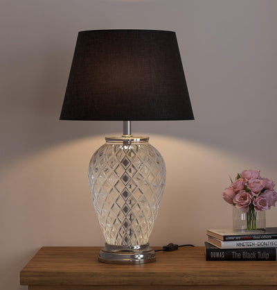 Diamond Cut Glass Table Lamps for Living Room & Bedroom | Study Desk Lamp
