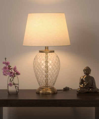 Diamond Cut Glass Table Lamps for Living Room & Bedroom | Study Desk Lamp