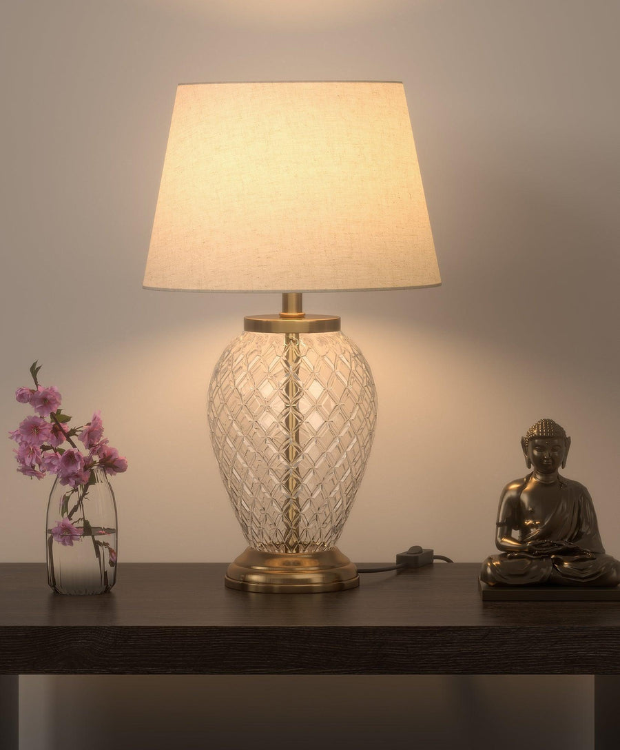 Diamond Cut Glass Table Lamps for Living Room & Bedroom | Study Desk Lamp