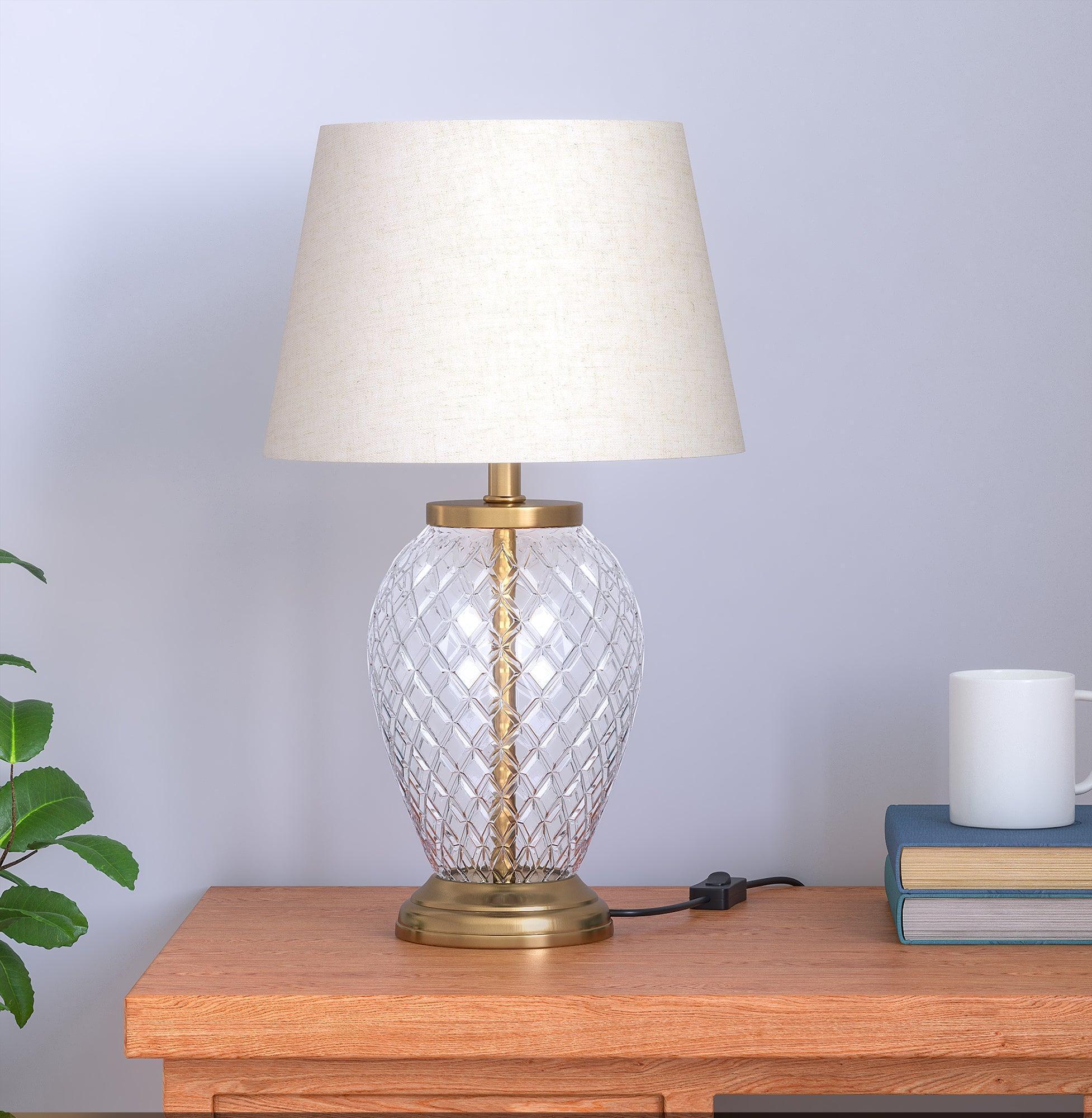 Diamond Cut Glass Table Lamps for Living Room & Bedroom | Study Desk Lamp