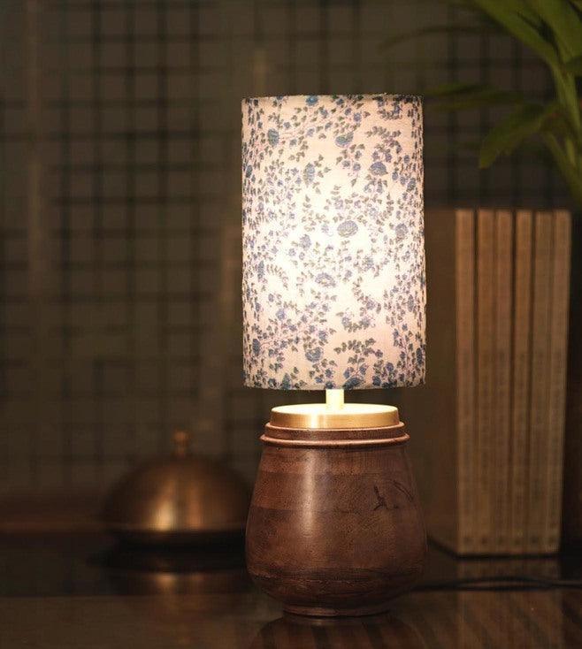 Ellora Neel Wooden Printed Table Light | Stylish Lampshade For Bedroom & Home