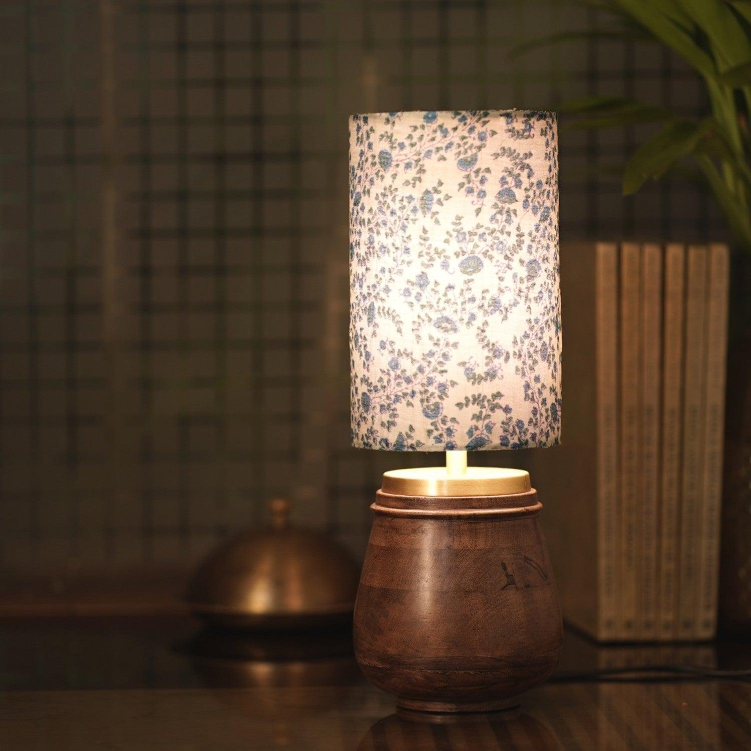 Ellora Neel Wooden Printed Table Light | Stylish Lampshade For Bedroom & Home
