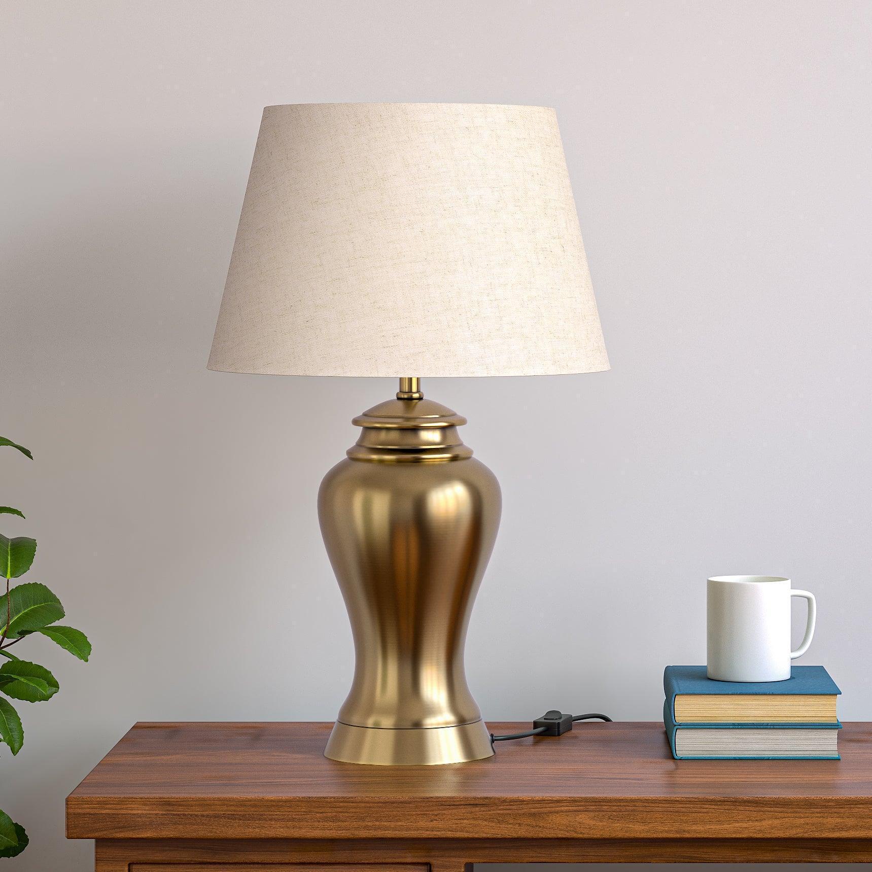 Night Table Lamp for Bedroom | Metal Lamp Shade