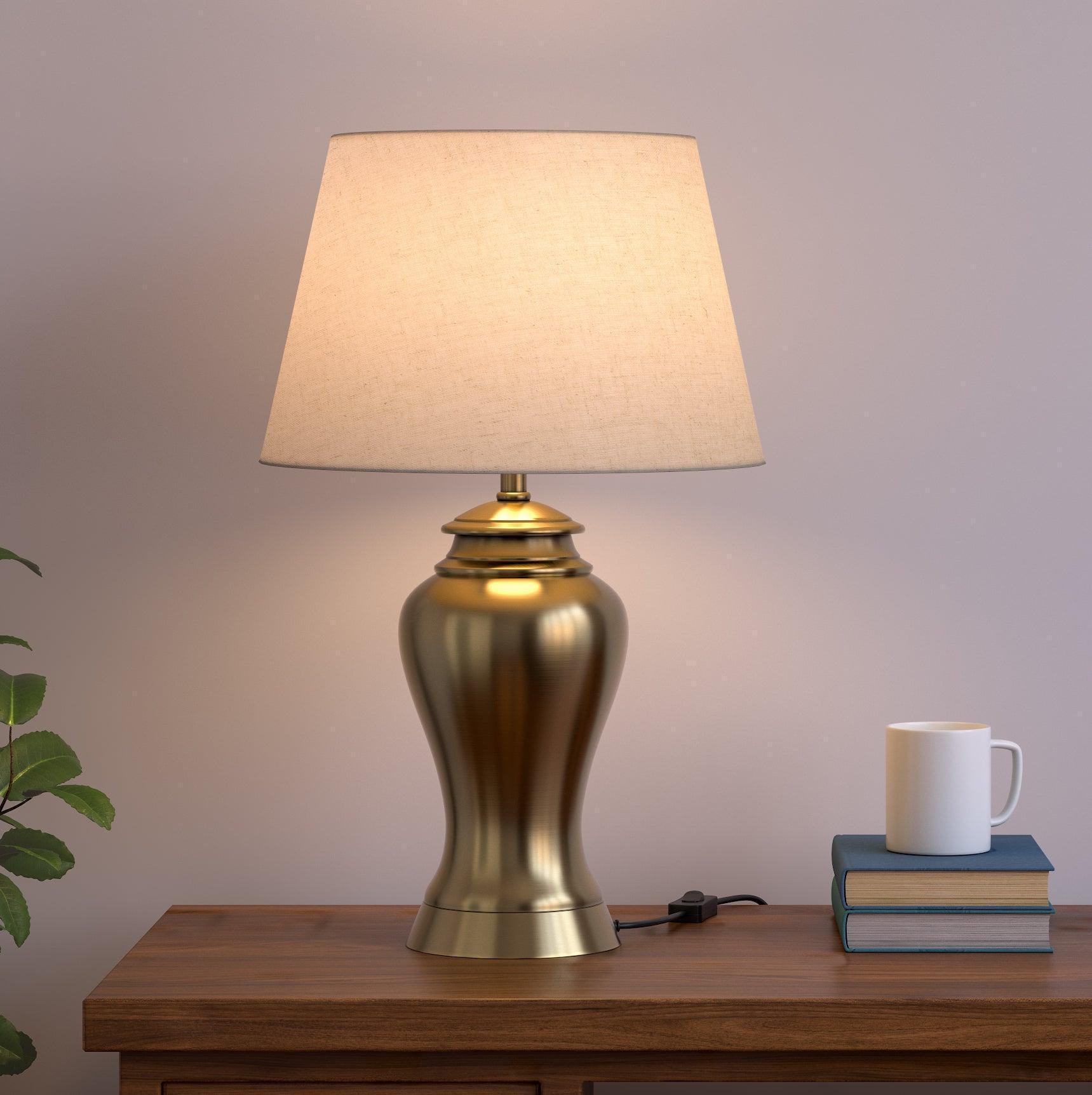 Night Table Lamp for Bedroom | Metal Lamp Shade