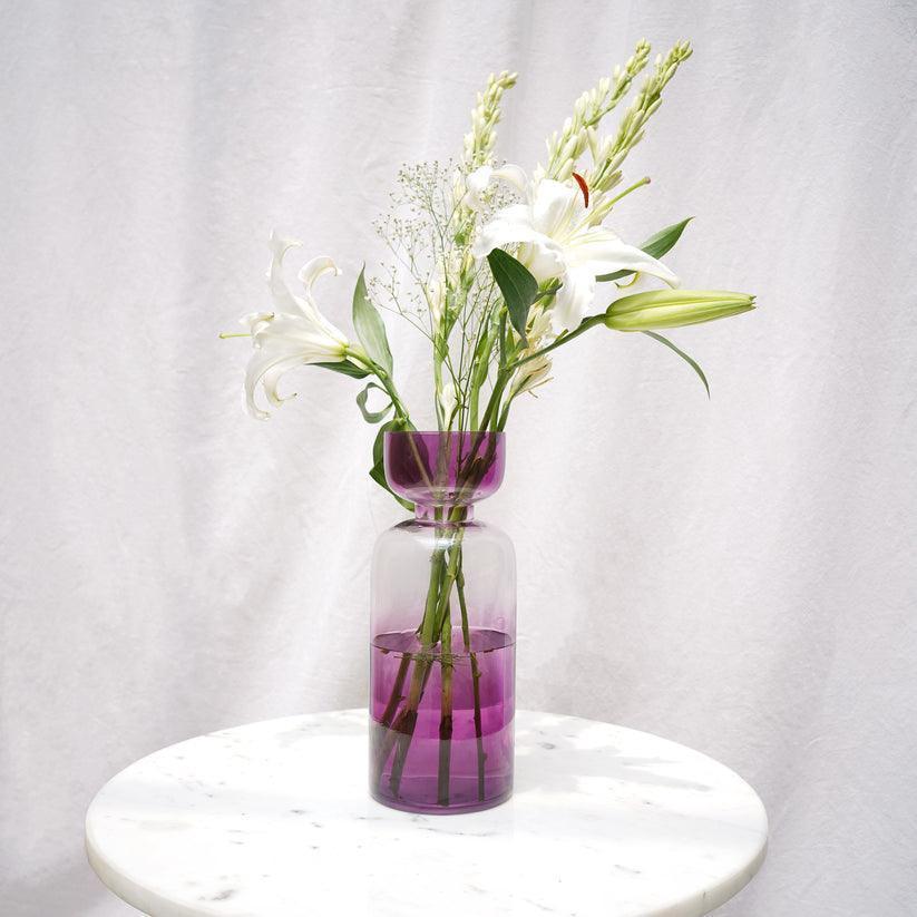Decorative Tinted Glass Vase | Flower Pot For Living Room & Home Decor - 1Pc