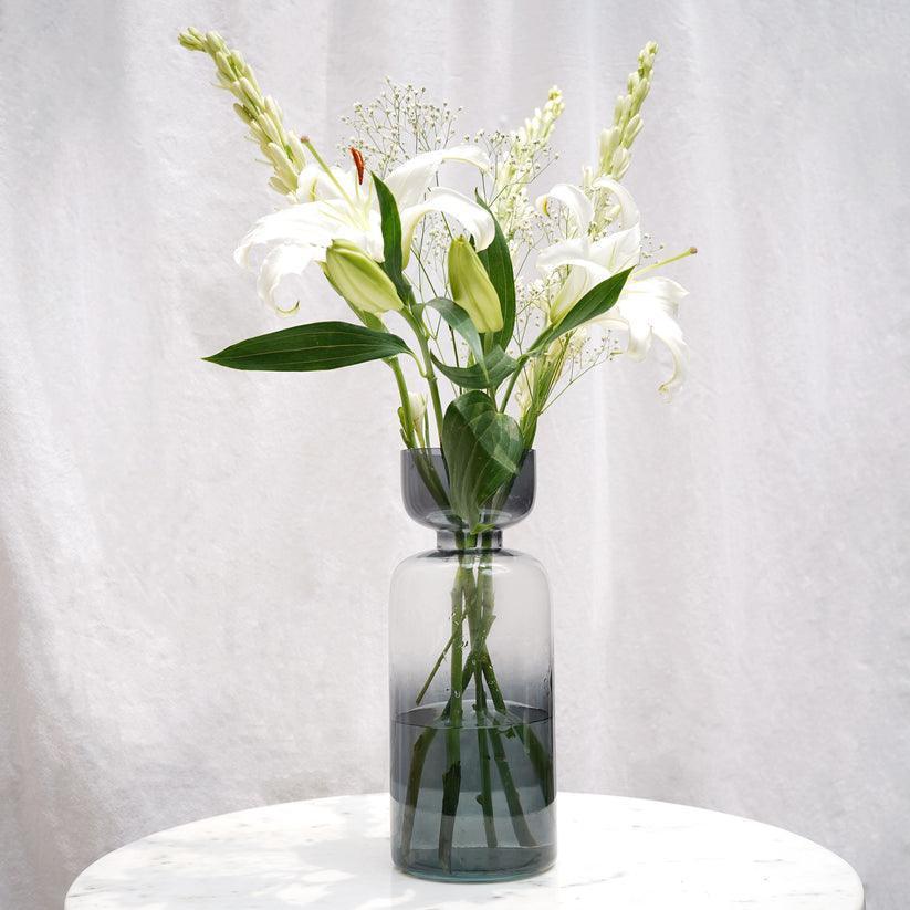Decorative Tinted Glass Vase | Flower Pot For Living Room & Home Decor - 1Pc