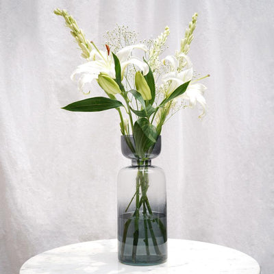 Decorative Tinted Glass Vase | Flower Pot For Living Room & Home Decor - 1Pc