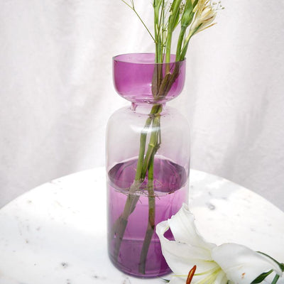Decorative Tinted Glass Vase | Flower Pot For Living Room & Home Decor - 1Pc
