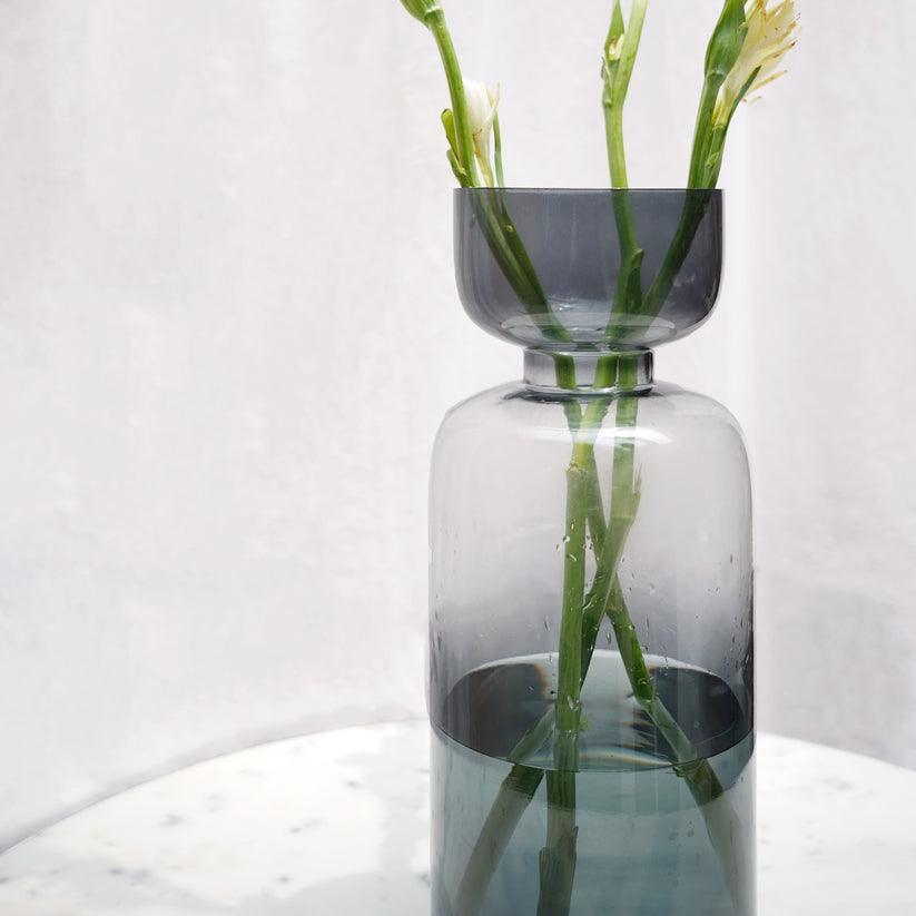 Decorative Tinted Glass Vase | Flower Pot For Living Room & Home Decor - 1Pc