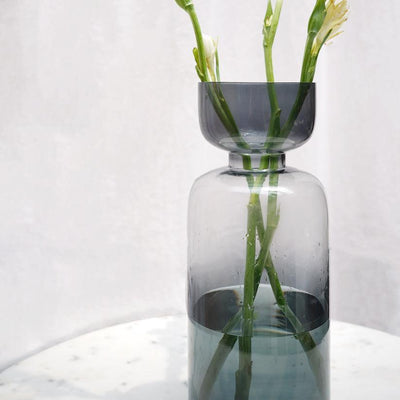 Decorative Tinted Glass Vase | Flower Pot For Living Room & Home Decor - 1Pc