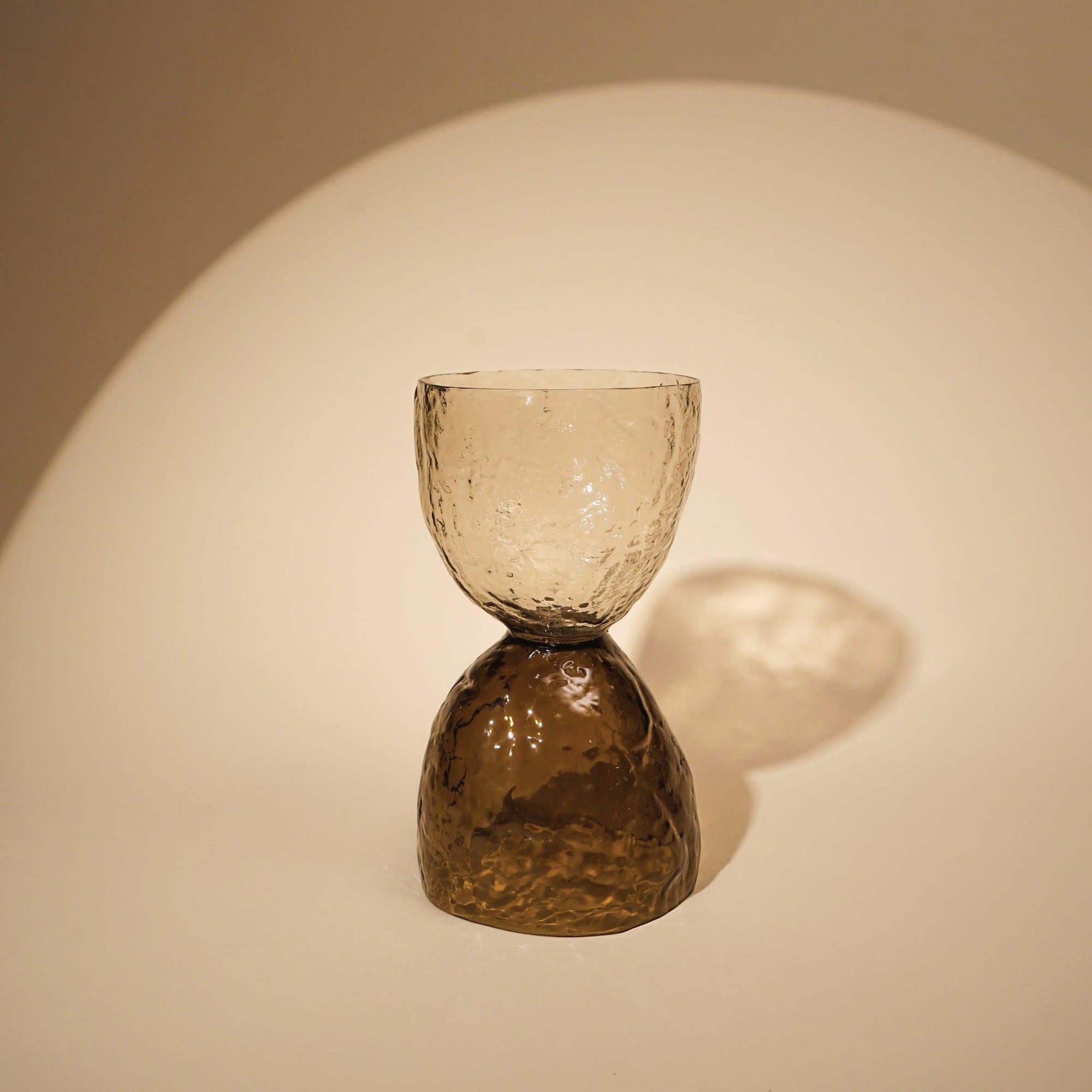 Ezra Glass Vases or Candle Holder | Handcrafted Textured Brown Glass Decor