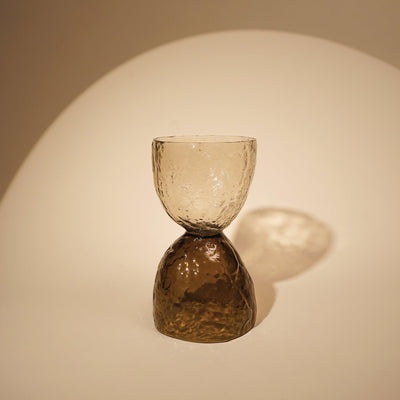 Ezra Glass Vases or Candle Holder | Handcrafted Textured Brown Glass Decor