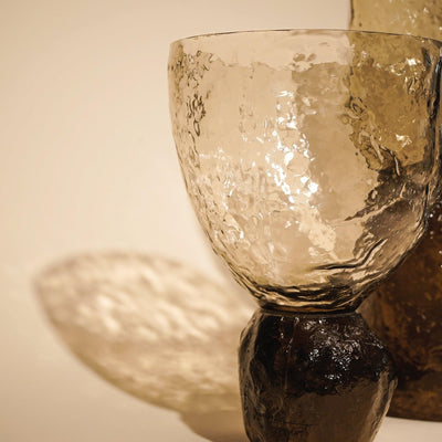 Ezra Glass Vases or Candle Holder | Handcrafted Textured Brown Glass Decor