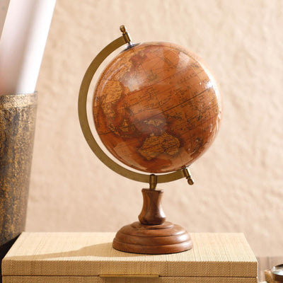 Ennis Decorative Globe | Rustic Wooden Globe for Home, Office & Living Room Decor