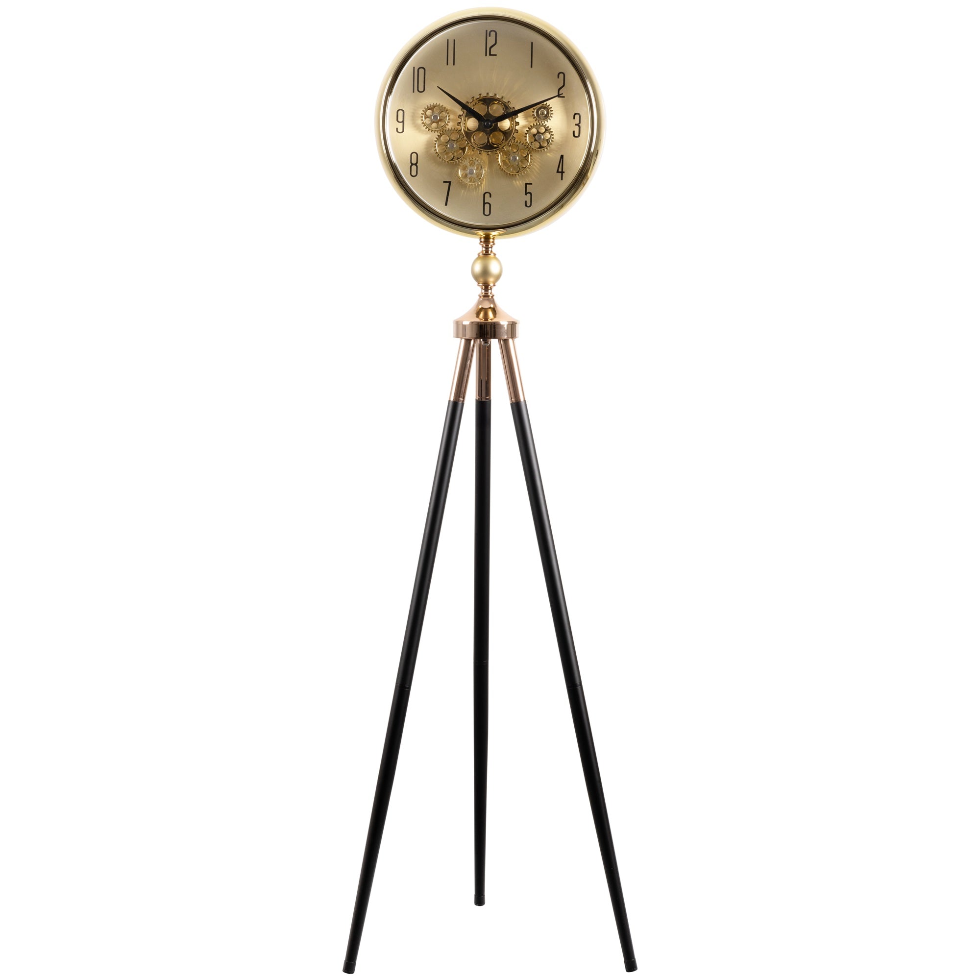 Momentum Dial Tripod Base Luxury Designer Clock With Moving Gear Mechanism