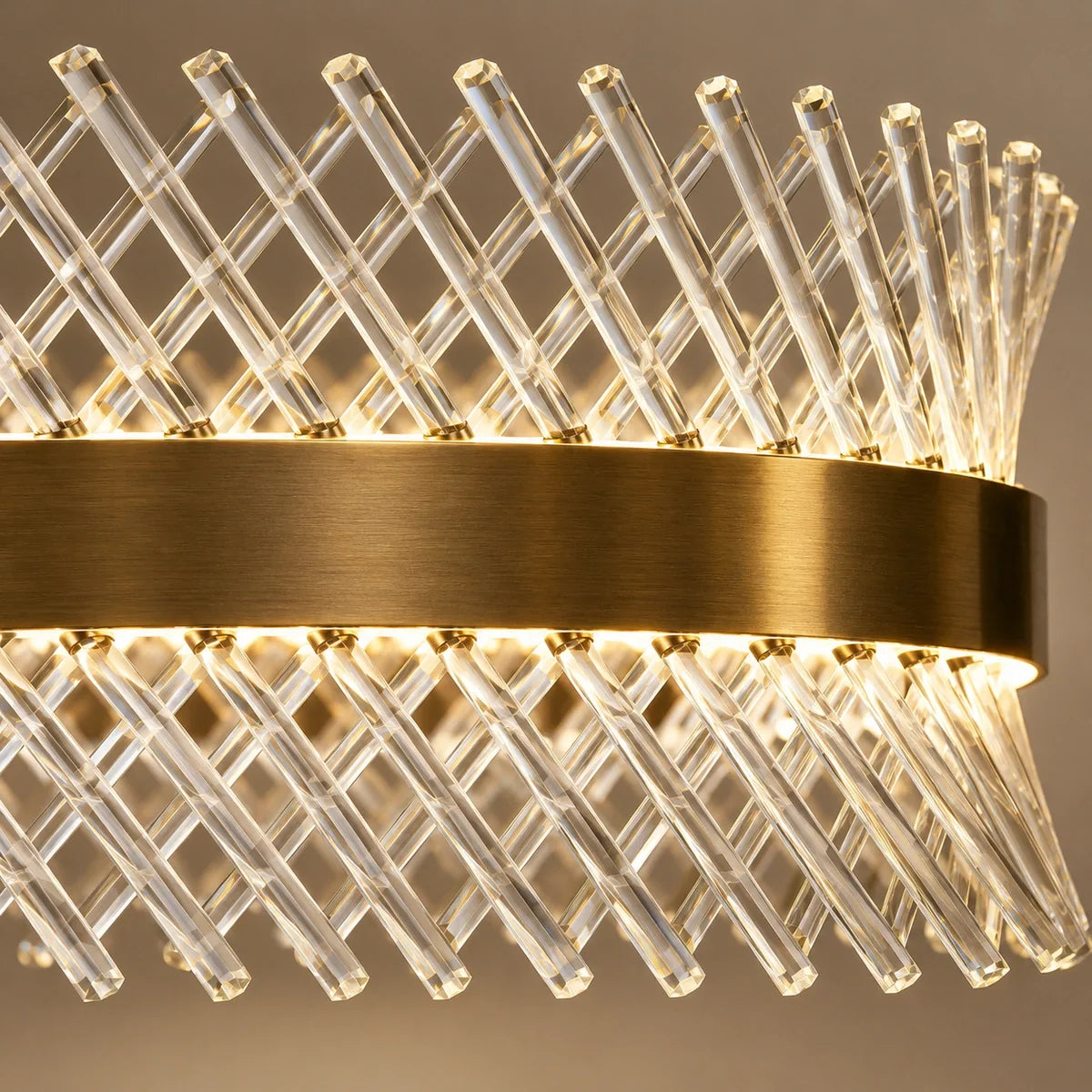 Bliss & Birch Antique Brass Clear Glass Lattice Linear Chandelier