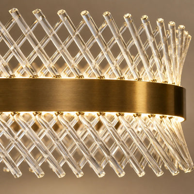 Bliss & Birch Antique Brass Clear Glass Lattice Linear Chandelier